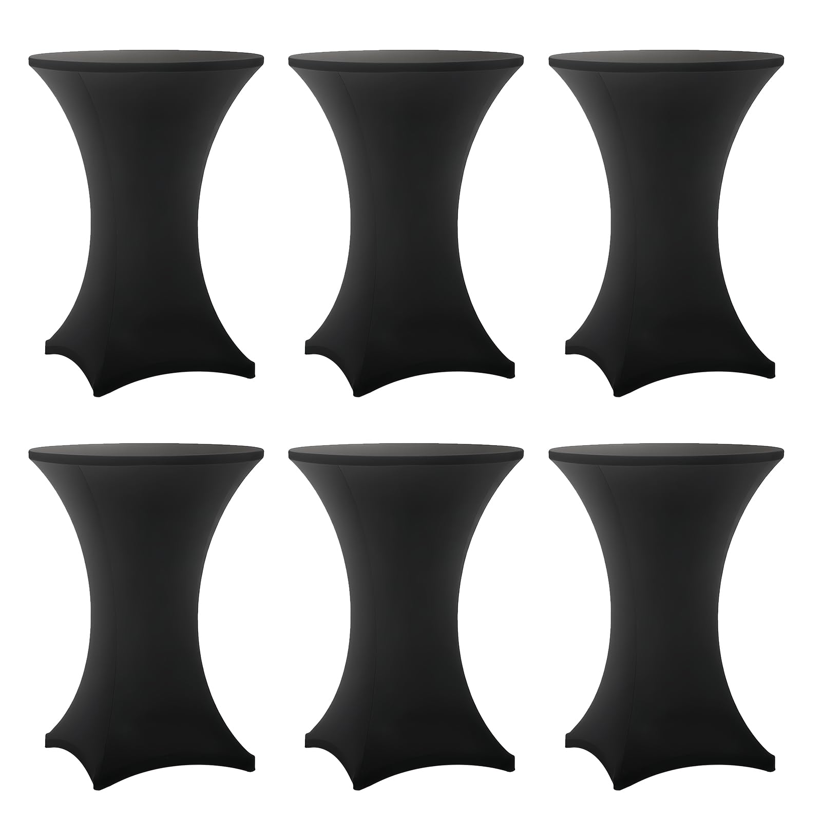 Photo 1 of Lemict Cocktail Table Covers - 6 Pack 32x43 Inch Table Cloth - Black Fitted Stretch Spandex Round High Top Tablecloth for Party, Bar, Birthday, Pub, Banquet