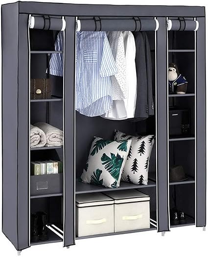 Globaldeal Direct Armoire En Toile Organiseur Portable Avec 6 Etageres En Tissu Meuble De Rangement Pour Vetements De Chambre A Coucher Penderie Etageres Durables Gris Amazon Fr Cuisine Maison