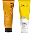 Acure Bestselling Duo Kit - Brightening Facial Scrub & Cleansing Gel - All Skin Types - Cleanse With Pomegranate, Blackberry & Acai - Scrub With Sea Kelp & French Green Clay