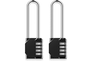 AIHYTU 3.2 Inch Ultra Long Shackle Resettable Combination Padlock, 4 Digit Set Your Own Combination Combo Lock Outdoor for School Gym Employee Locker Lock, Hasp Storage, Fence Gate, Toolbox - 2 Pack