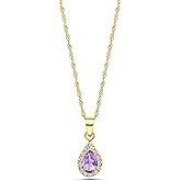 14K Gold Amethyst Necklace for Women - 3x5mm Teardrop Pendant Necklace - Gold 45cm Cable Chain - February Birthstone Necklace - Jewelry