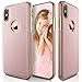 LOHASIC for iPhone Xs Case, Slim Luxury Pink PU Leather Anti-Slip Grip Scratch Resistant Pretty Cover Girly Cases - Rose Gold