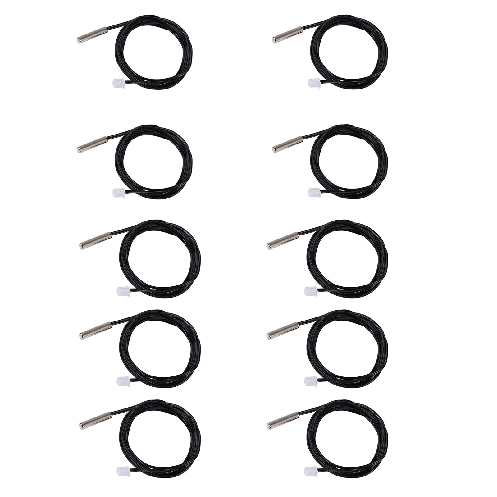 XTVTX 10Pcs 10k B3950 Temperature Probe, -25 to 125 Degree Celsius Temp Sensor, 1 Meters Sensitive Stainless Steel NTC Temperature Sensor Probe