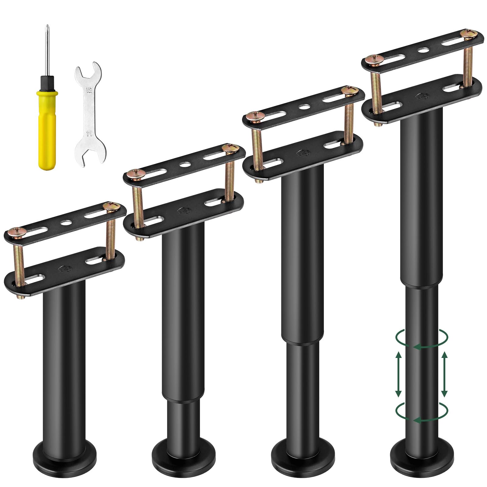 JiGiU 4Pcs Adjustable Height Bed Support 7.08-12.6 Inch Frame Center Legs - Heavy Duty Steel Replacement for Slats