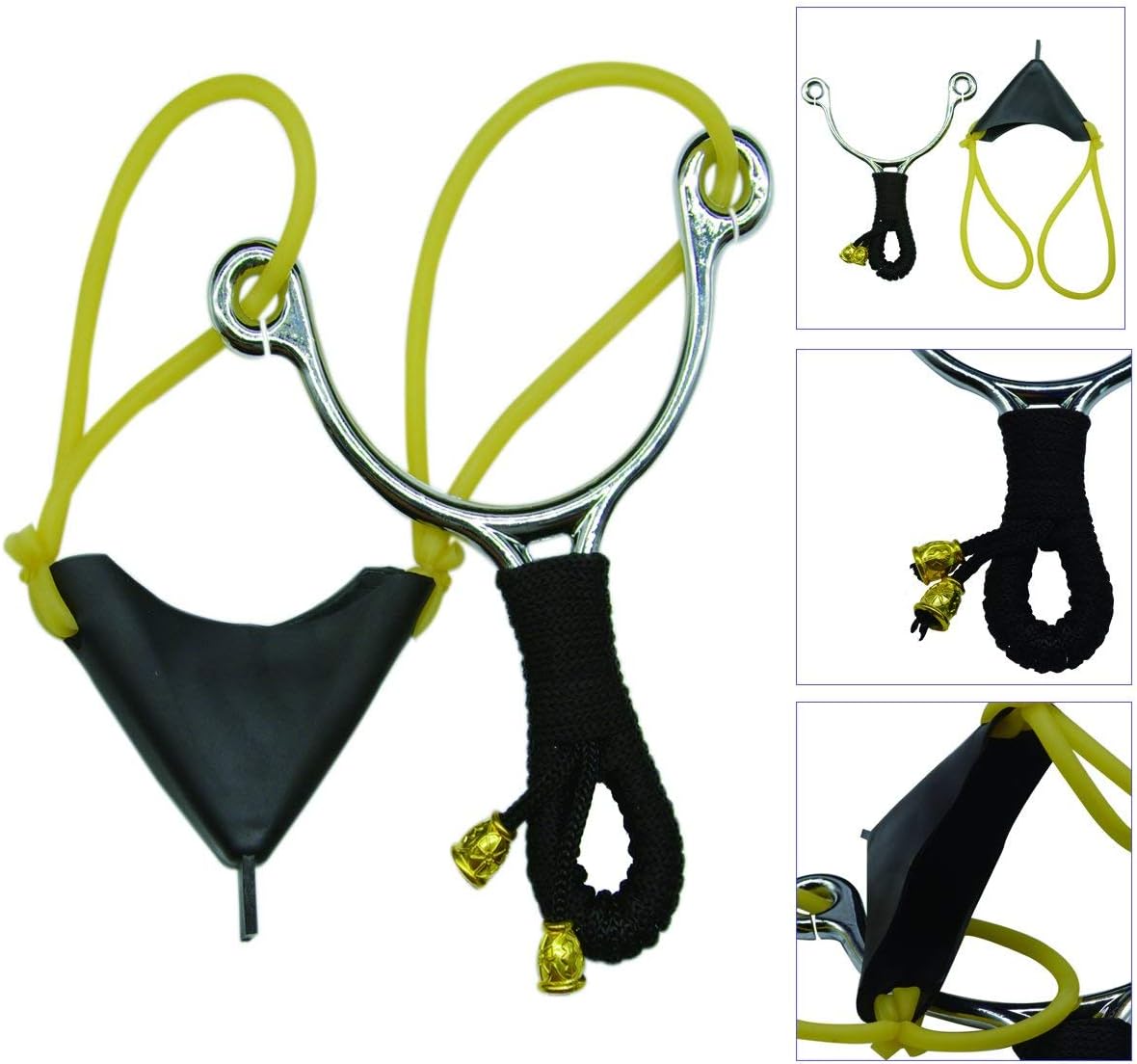 Pyramids Sports Hunting Slingshot Fishing Catapult Throw Bait Device Adjustable Stainless High Velocity Profesional Outdoor Slingshot with Strong Ejection Rubber Bands