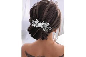 Unsutuo Flower Bride Wedding Hair Comb Silver Crystal Bridal Hair Accessories Pearl Hair Piece for Women and Girls
