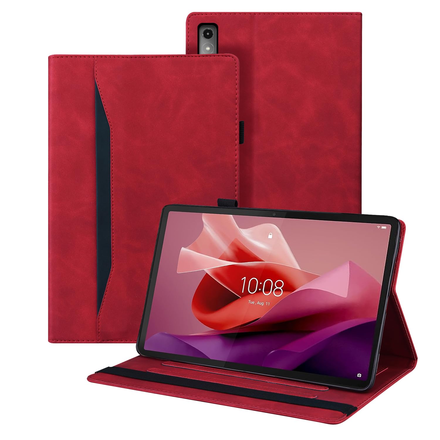 Auslbin Case Compatible with Lenovo Tab P12 12.7" 2023, Pu Leather Tablet Cover suitable for Lenovo Tab P12 2023, Classic Leather Style, Red — image 1