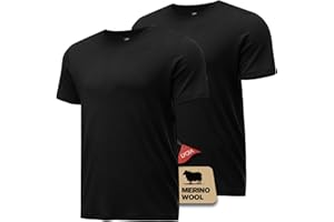 Heat equation Merino Wool Shirt for Men Bamboo Viscose Moisture Wicking Undershirt Lightweight Crewneck Soft T-Shirt 2P