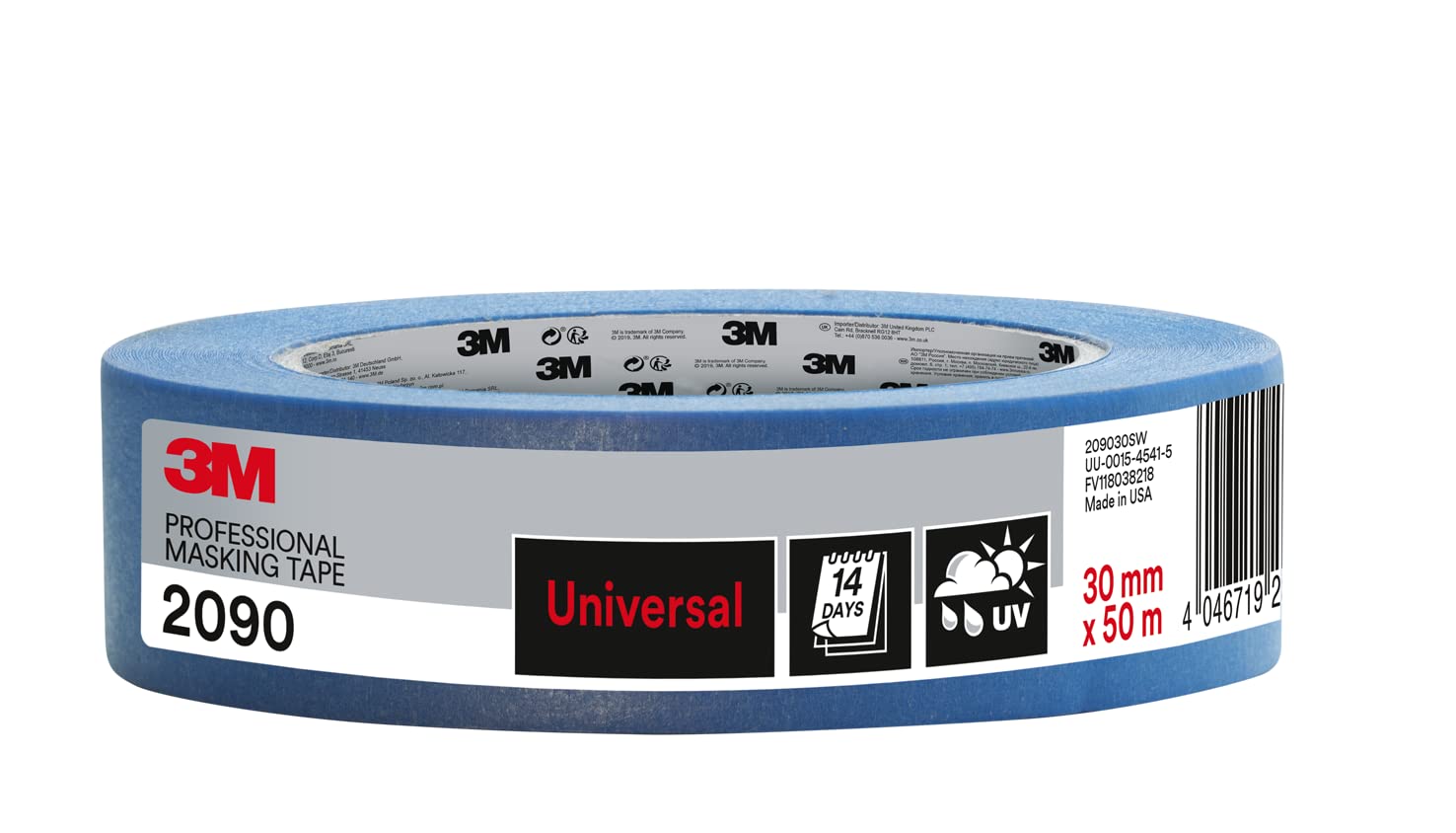 3M Masking Tape 2090 Universal Surfaces, medium tack, UV stable, indoors & outdoors, 30 mm x 50 m — image 1