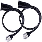 E26/E27 Light Socket Extender Adapter, 58CM/22.5 Inch Extension165℃ Heat-Resistant No Fire HazardBendable Flexible Gooseneck Adjustable Extension Socket Extender Adaptor (Black)