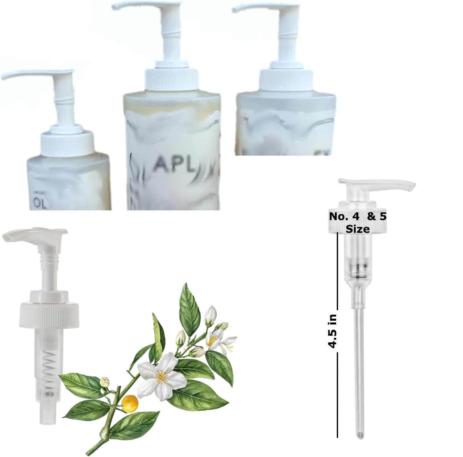 Dispenser Pumps Compatible with Olaplex No. 4 Shampoo and No. 5 Conditioner 8.5 oz, 250 ml Size Bottles, One White Pump Only by Ultra Essentials — image 1