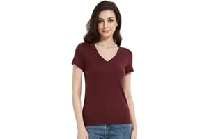 MERIGREENY Women's 100% Merino Wool T-Shirt, V Neck Lightweight Moisture-Wicking Athletic Base Layer Tops for Running