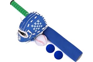 CeleMoon Foam Kids Baseball Bat Toy Set 3-in-1 Soft Bat, Baseballs & 9.5 Inch Youth Baseball Glove Bundle for Toddlers Children Youth 3-5 Years Indoor Outdoor Sport T Ball Game Playing