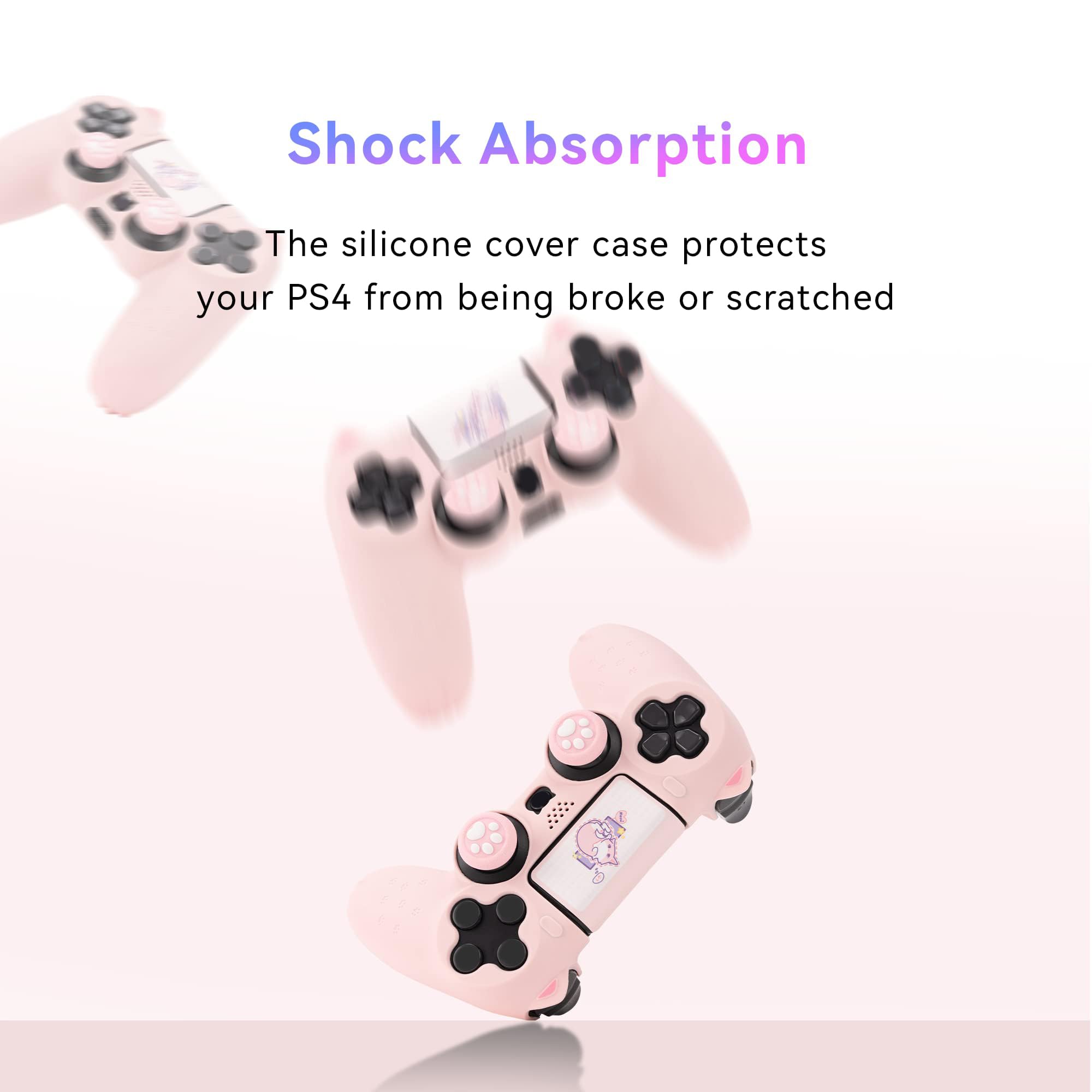 GeekShare Cat Paw PS4 Controller Skin Anti-Slip Silicone Skin Protective Cover Case for PS4 Wireless Controller -- Pink