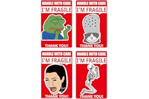 1step2dream Funny Fragile Stickers for Shipping Moving | 500Pcs 4 Humorous Design for Handle with Care, 2×3 Inch Suitable Labels for Package