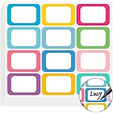 Name Tags,240 Pcs Name Tag Stickers for Classroom 2"x 3"Waterproof Name Labels for Locker&Water Bottles Adhesive Labels for Preschool,Classroom,Teacher,Party,& Home Decor (White+Multi-Color)