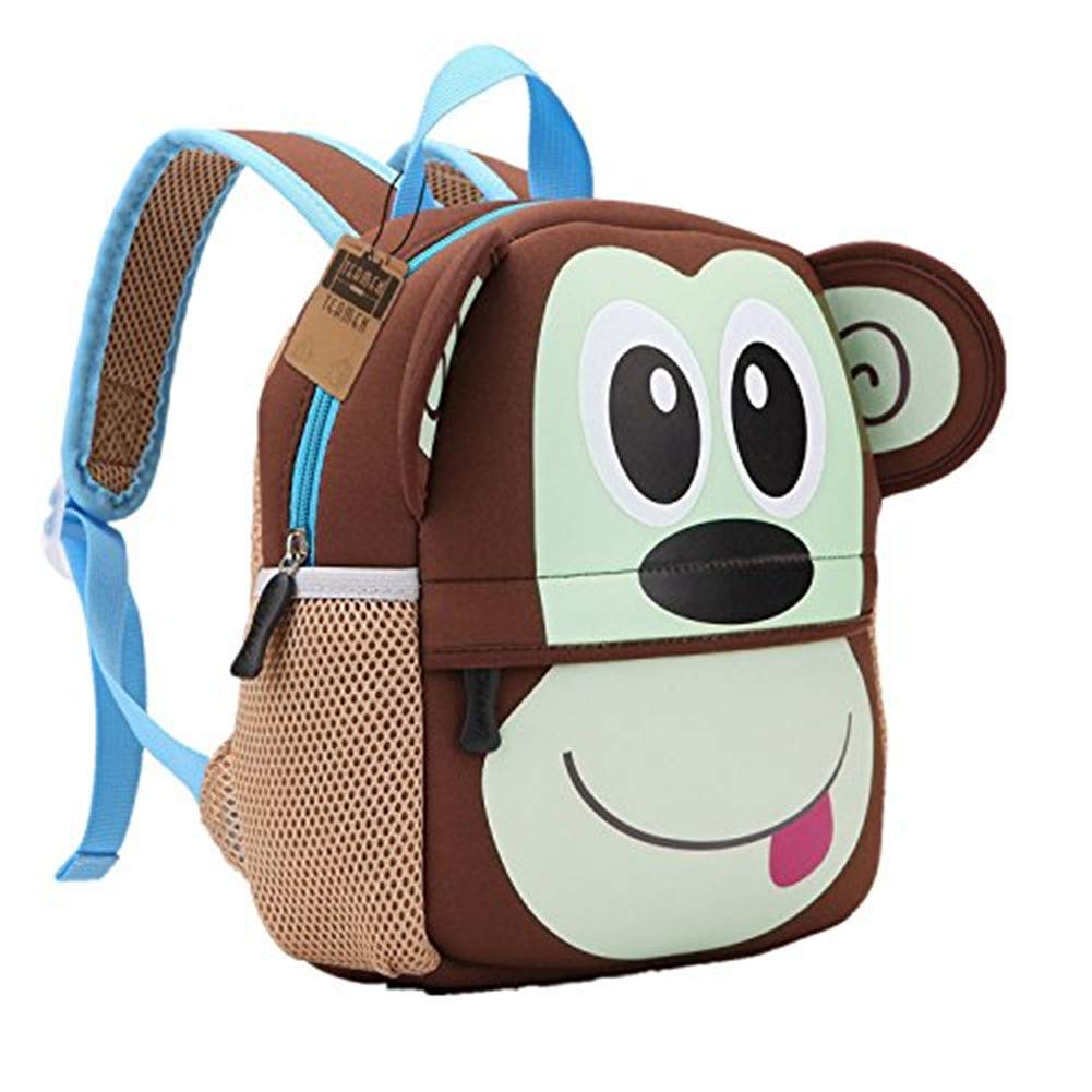 TEAMEN Children's Backpack, Toddler Kids School Bag, Animal Design, Kinder Racksack for 3-5 Years Old(Monkey)