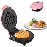Mini Maker Waffle Maker 5&ldquo; Non-Stick Waffler Iron Stuffler Stuffed Wafflera Adjustable Browning Control, Heart, Pink