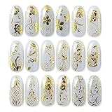 LKE 432 Pieces 3D Gold Flowers Nail Art Stickers Decals For Nail Tips Decorations Nails and toes Manicure Kits(4 Colors)