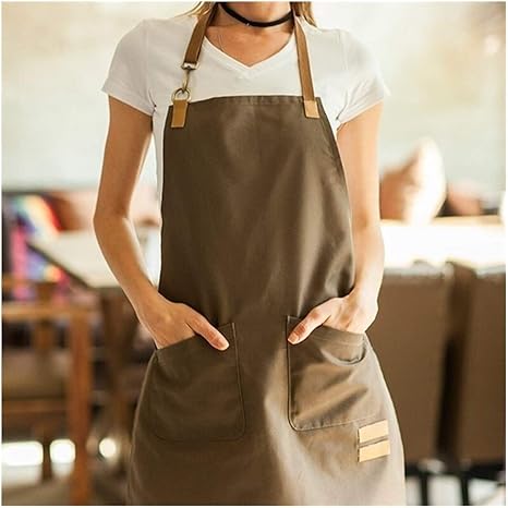 Amazon Co Jp エプロン ベージュブラウンポリエステル綿よだれかけエプロンバリスタバーテンダーwaitstaffパティシエレストランホテルの制服ビストロカフェ作業服 前掛け Color Brown Two Pockets B ホーム キッチン