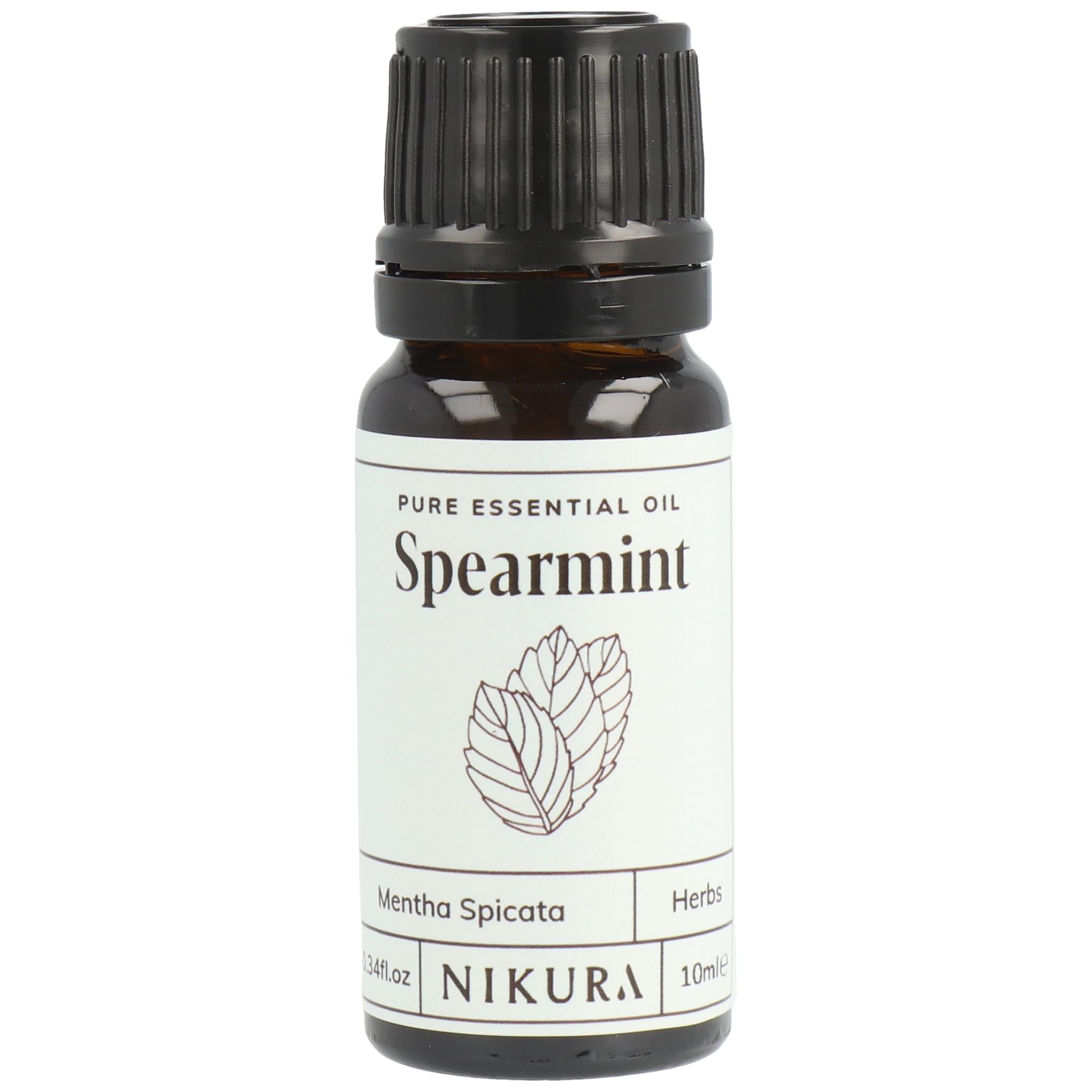 Nikura Spearmint Essential Oil - 10ml | 100% Pure Natural Oils | Perfect for Hair Care, Spider Repellent, Energy Boost, Candle Making | Great for Self Care, Skin | Vegan & UK Made