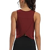 Mippo Workout Tops for Women Cropped Open Back Sleeveless Tank Tops Athletic Gym Yoga Shirts Loose Fit