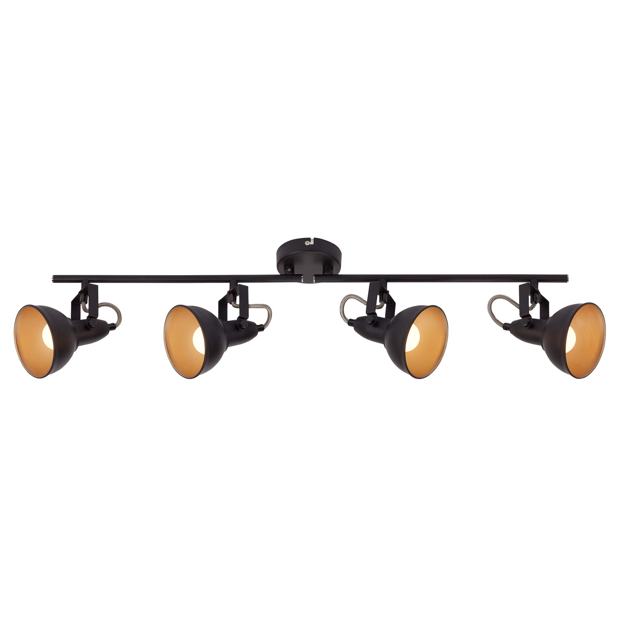 Briloner - Spot Ceiling Light, 4 x E14 Ceiling Spotlight Bar, Adjustable, Retro/Vintage, 40W, Metal, Black and Gold, 790x190mm (LxH)