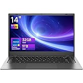 MAXVELTH Laptop 32GB RAM 1TB SSD, Gold Pentium Processor (Up to 3.4GHz), 14 Inch IPS FHD Display, 38WH, USB3.2, Type-C, HDMI, WiFi 5, Win11 Laptop, Notebook Laptops for Business and Students