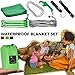 10 in 1 Green Camping Blanket Lightweight 78x59 inches + 9 Camping Accessories for Campers | Compact Blanket for Camp, Trekking, Hiking, Picnic or Beach + 9 Cool Camping Gadgets