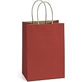 BagDream Kraft Paper Bags 100Pcs 5.25x3x8 Inches Small Kraft Gift Bags with Handles Bulk, for Shopping, Party Favor, Retail, Merchandise, Business, Red Paper Gift Sacks