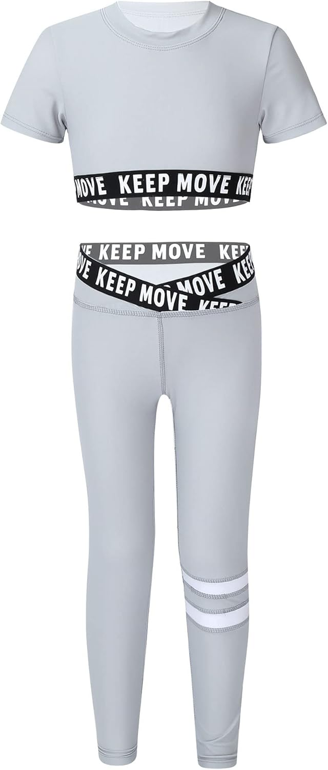 YOOJIA Mädchen Sport Set Camouflage - Crop Top & Shorts Für Tanz & Fitness