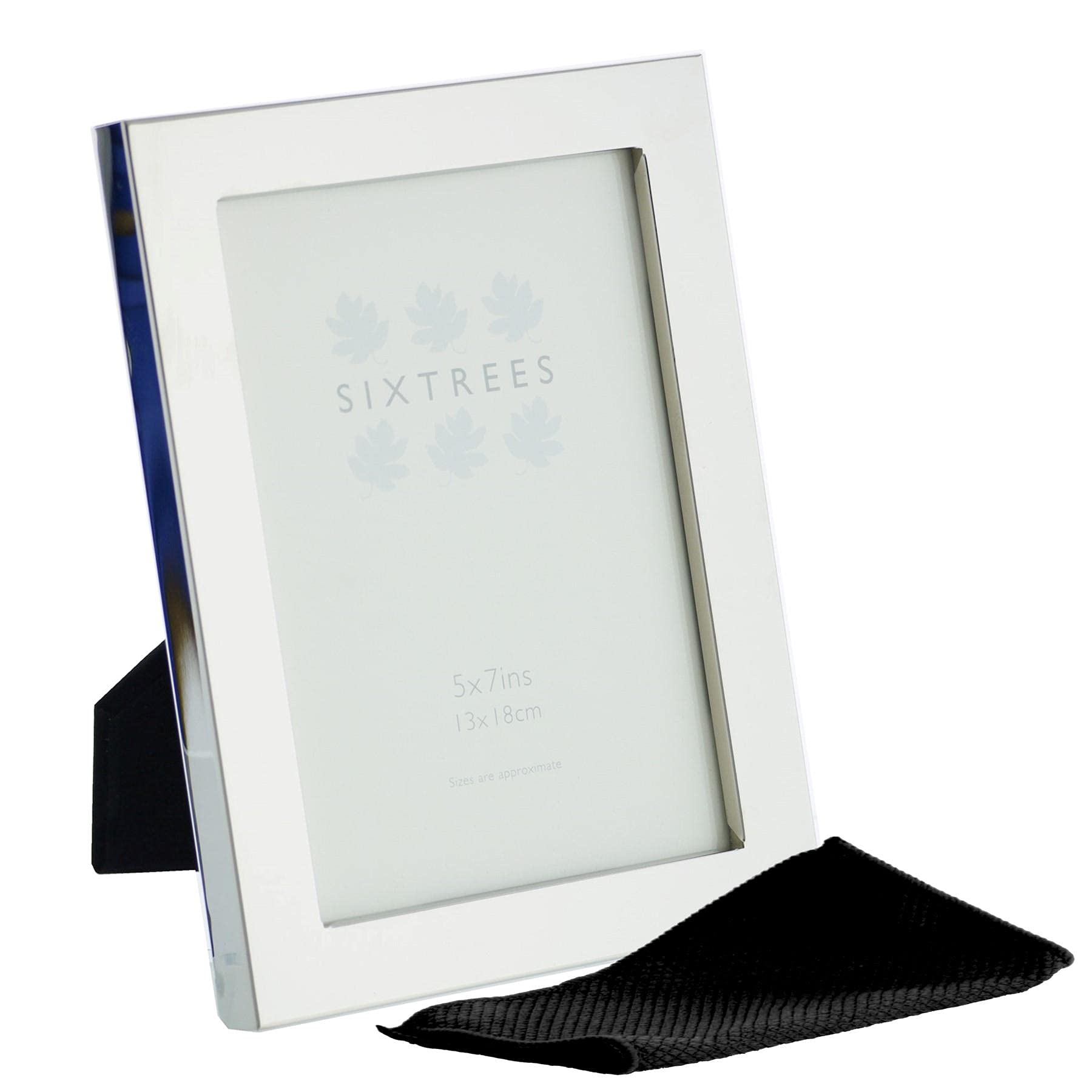 Sixtrees 2-898-57 Madrid Square Edge Silver Plated 7x5 inch Photo Frame. Complete with Microfibre Polishing Cloth