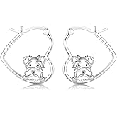 LES OSEWA Dog Animal Earrings Sterling Silver Animal Heart Hoop Dangle Earrings Cute Jewelry Gifts for Women