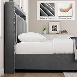 Lift Up Storage Bed Full Size, Luxury Upholstered