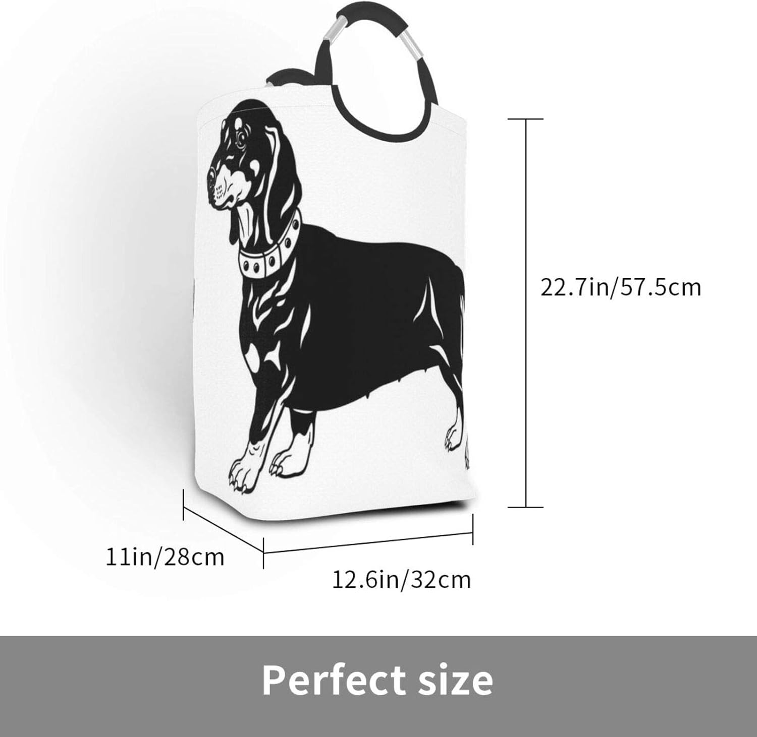 Amazon Wotaka ランドリーバスケット モノクロの様式化されたかわいい長い胴体品種の単純化した犬のイラスト ランドリーバッグ 洗濯かご おりたたみ 洗濯カゴ おしゃれ 収納ボックス おもちゃ収納 かご バスケット オンライン通販