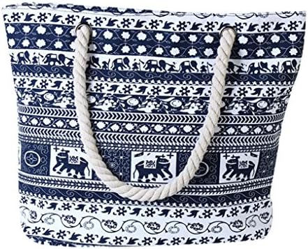 Tootu Travel Beach Bag,Women Men Elephant Printing Shoulder Bags Capacity Canvas Bags (A)