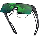 HAOLOTA Fit Over Glasses Sunglasses for Men, Wrap Around Sunglasses for Driving Cycling Outdoors UV Protection