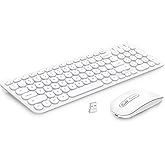 cimetech Wireless Keyboard and Mouse Combo, [Rechargeable keyboard and mouse][Silent Scissor Switch Key][Ultra Slim]Wireless Computer Keyboard and Mouse for Laptop, PC, Computer, Mac, Windows - White