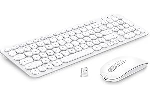 cimetech Wireless Keyboard and Mouse Combo, [90% Silent Scissor Switch Key] [80% Ultra Slimmer][Rechargeable] Wireless Computer Keyboard and Mouse, for Laptop, PC, Computer, Mac, Windows - White