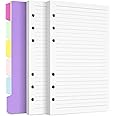 A5 Refill Paper Planner Inserts, 6-Hole Loose Leaf Paper, College Ruled Notebook Paper with Binder Dividers, Filler Paper for 6-Ring Binder Paper Punched Notebook Paper, 240 Pages, White