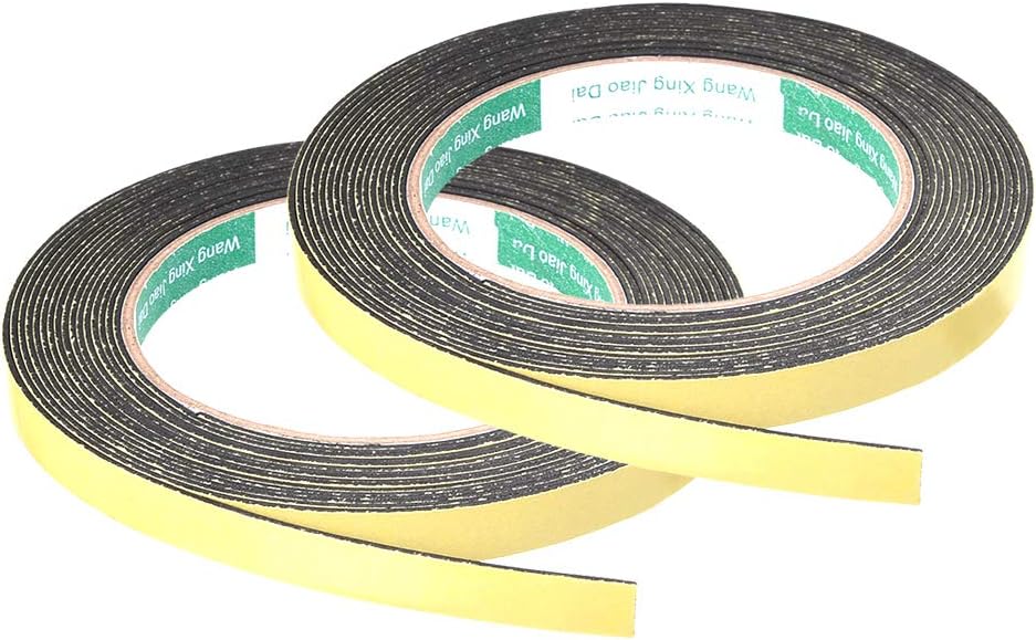 sourcing map Sealing Foam Tape 10mm Wide 1mm Thick 5m/16.4ft Long, Self Adhesive Weather Strip for Window Door Insulation Pack of 2