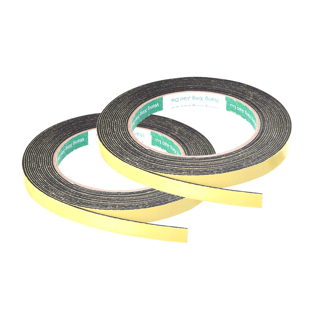 sourcing map Sealing Foam Tape 10mm Wide 1mm Thick 5m/16.4ft Long, Self Adhesive Weather Strip for Window Door Insulation, Pack of 2