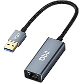 DBIT USB to Ethernet Adapter, Driver Free USB 3.0 to Gigabit Ethernet LAN Network Adapter, RJ45 Internet Adapter Compatible w