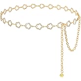 WHIPPY Rhinestone Chain Belts for Women Fashion Bling Gold Chain Belts for Dresses Adjustable Metal Waist Chain