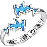 SCZKLAQ Sterling Silver Hammerhead Shark Ring - Adjustable Cute Animal Jewelry for Women - Shark Lovers Gifts