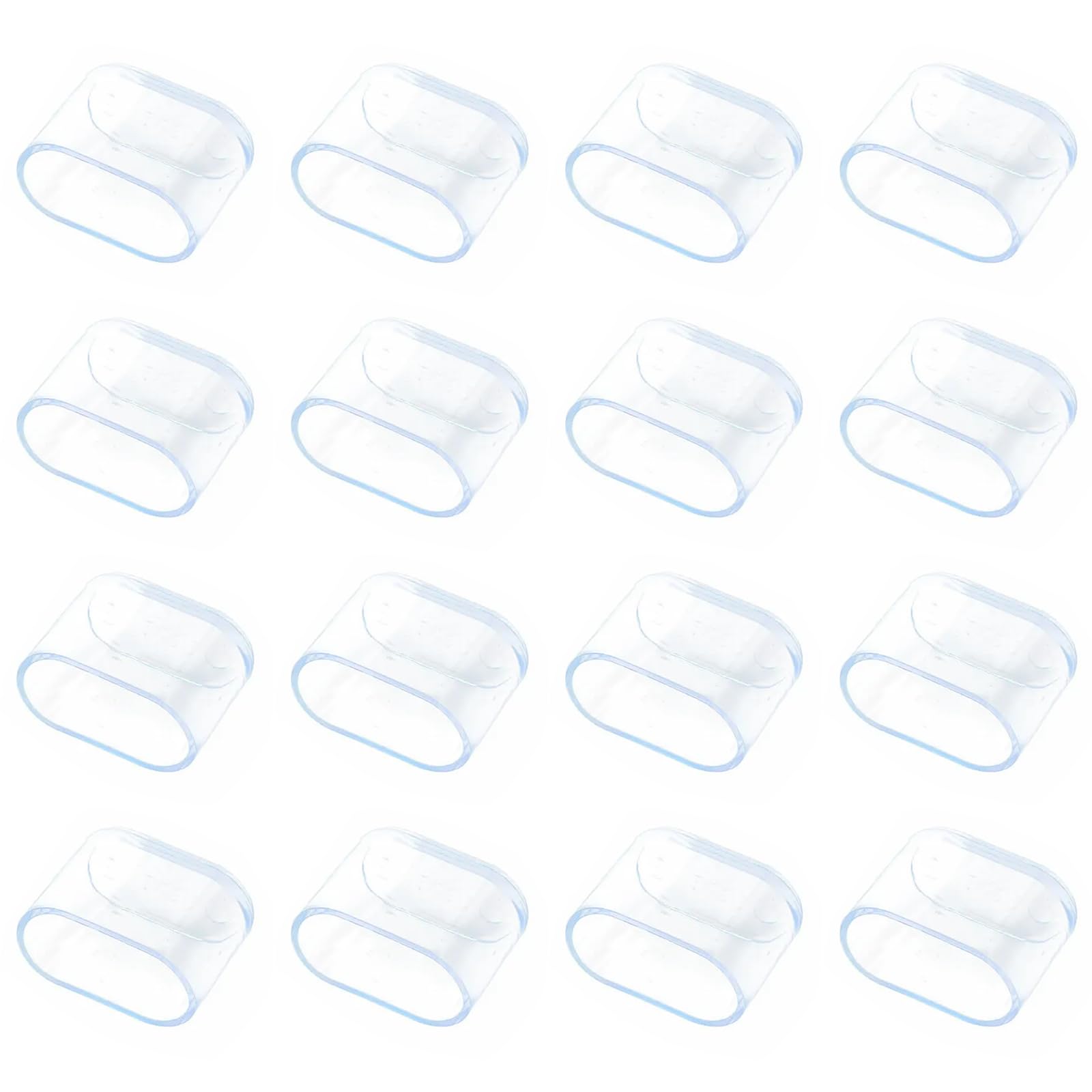Leliafleury 16Pcs Rubber Leg Tips 16mm x 34mm Clear Chair Leg Caps Oval Rubber Furniture Feet Replacement Tips for Tables Chairs Desks