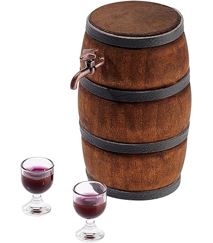 Melody Jane Casa delle bambole grande botte di birra del vino con rubinetto e bicchieri in miniatura accessorio da pub