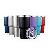 COMOOO 30oz Black Stainless Steel Tumbler with Lid