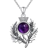 Alphm Scottish Thistle Gifts Necklace for Women 925 Sterling Silver Scotland Flower Pendant Thistle Necklace Jewelry for Mom Wife
