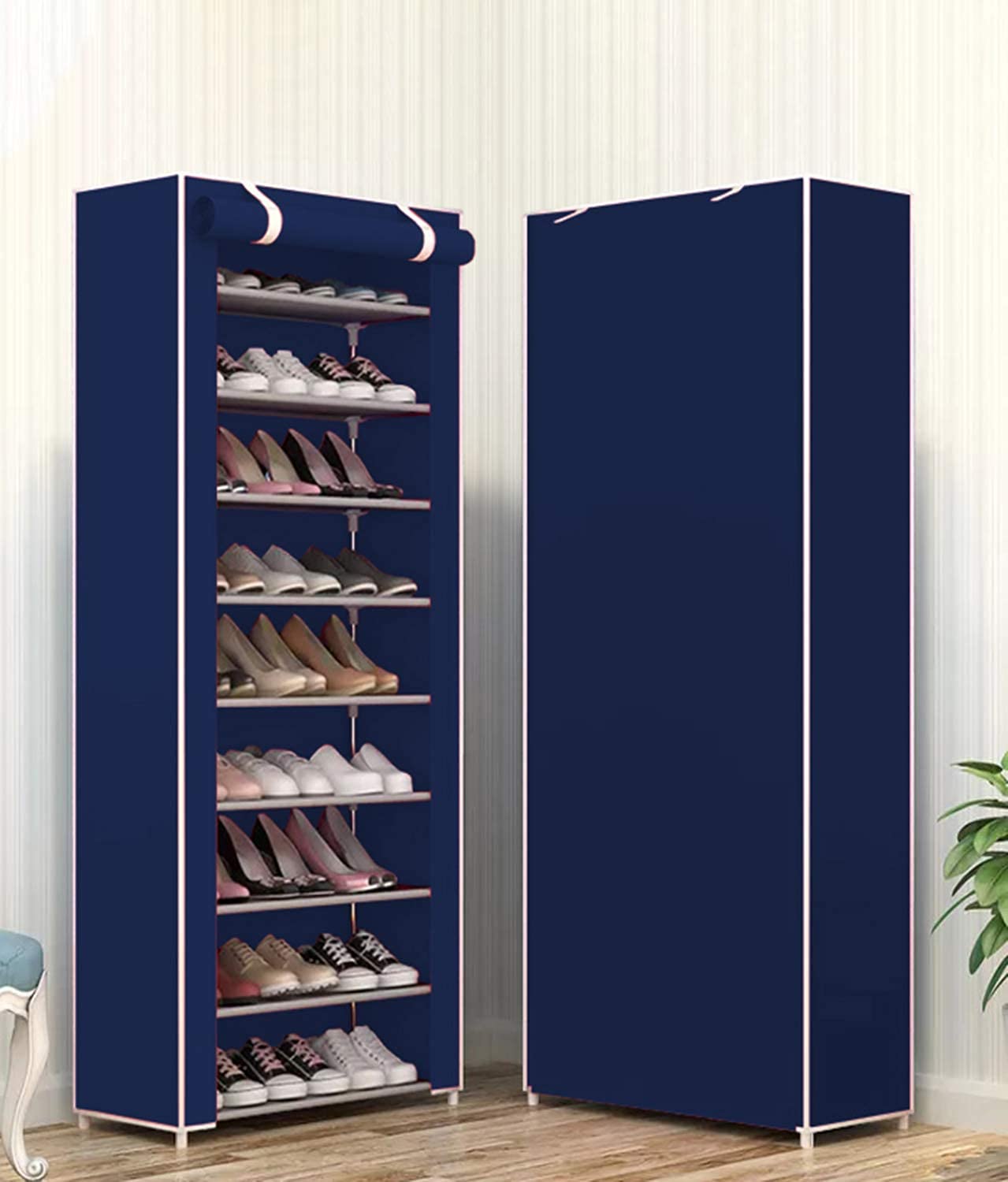 HEMOVIA Multipurpose Portable Folding Shoes Rack 9 Tiers MultiPurpose